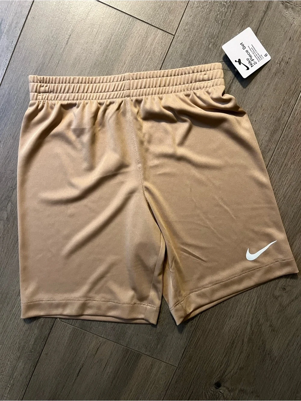 Nike Light Blue Polo Top with Tan Athletic Shorts Set